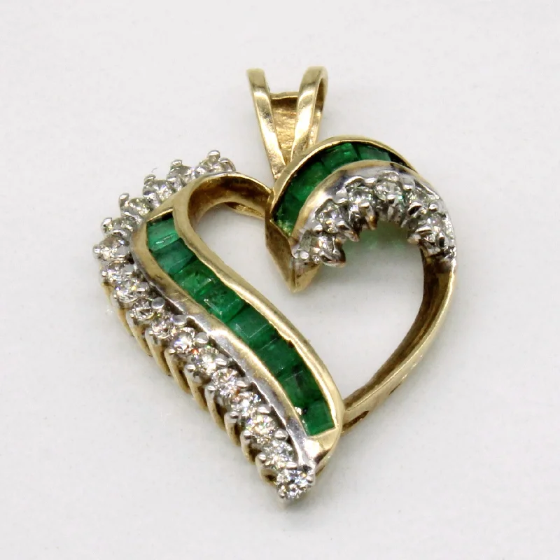 Emerald & Diamond 9k Pendant | 0.25ctw, 0.18ctw |