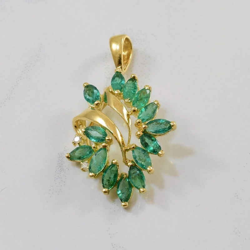 Marquise Emerald & Diamond Pendant | 1.10ctw, 0.02ctw |