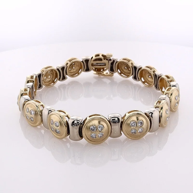 Shine In Style – Shop Jewelry Discounts Today Estate 14 Karat Two Tone Alternating Link Diamond Bracelet