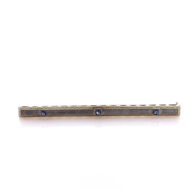 Shop Dazzling Jewelry At The Best Prices Estate 14 Karat Two-Tone Sapphire Bar Pin