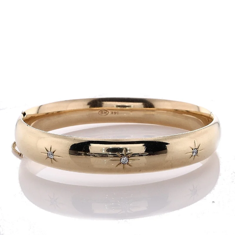 Last Chance To Shop High-End Jewelry At Markdown Prices Estate 14 Karat Yellow Gold Bangle Hinged Diamond Bracelet