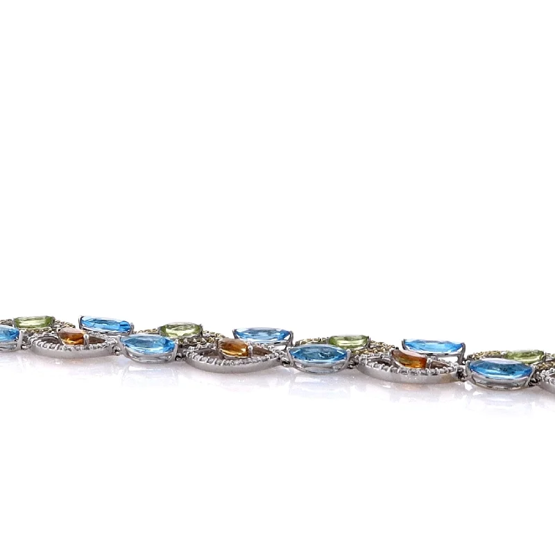 Flash Sale On Exquisite Jewelry – Don't Miss Out Estate 14k White Gold Multi-Color Marquise Diamond and Sapphire Bracelet