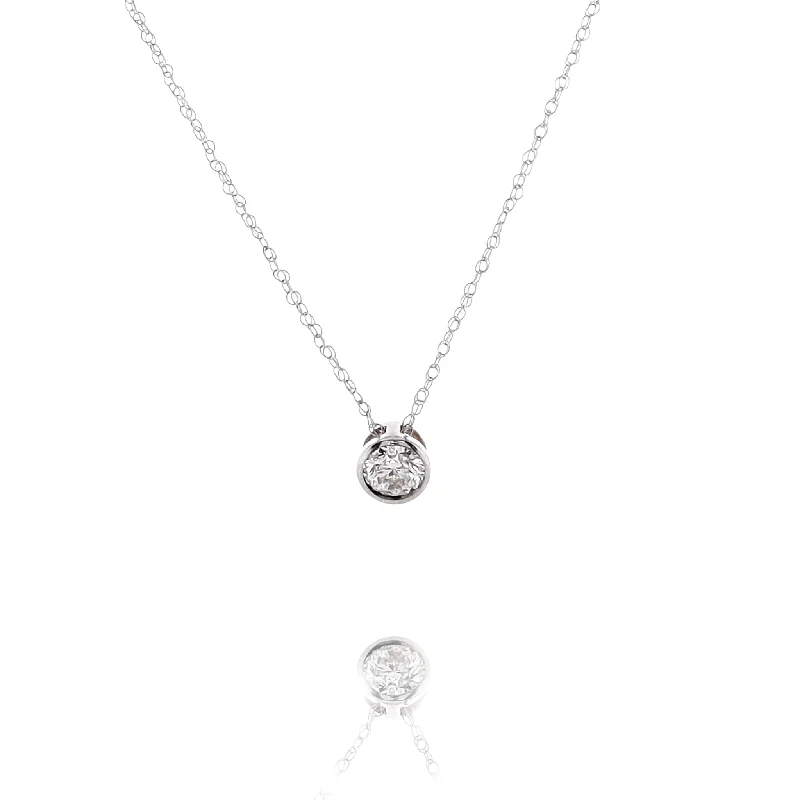 Shop Elegant Jewelry At Unbeatable Prices Estate 14k White Gold Solitaire Slide Pendant Diamond Necklace