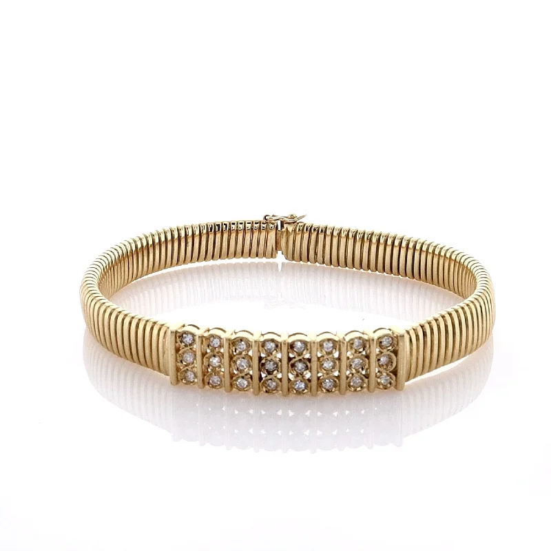 Best Jewelry Deals – Shop Premium Pieces At Great Prices Estate 18k Yellow Gold Tubogas Link Diamond 7.5"  Bracelet