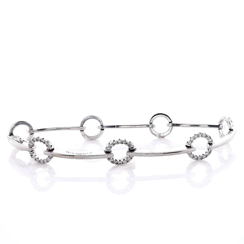 Timeless Elegance At Unbelievable Discounts Estate Chimento 18k White Gold Circle Links and Polished Bar Diamond Bracelet