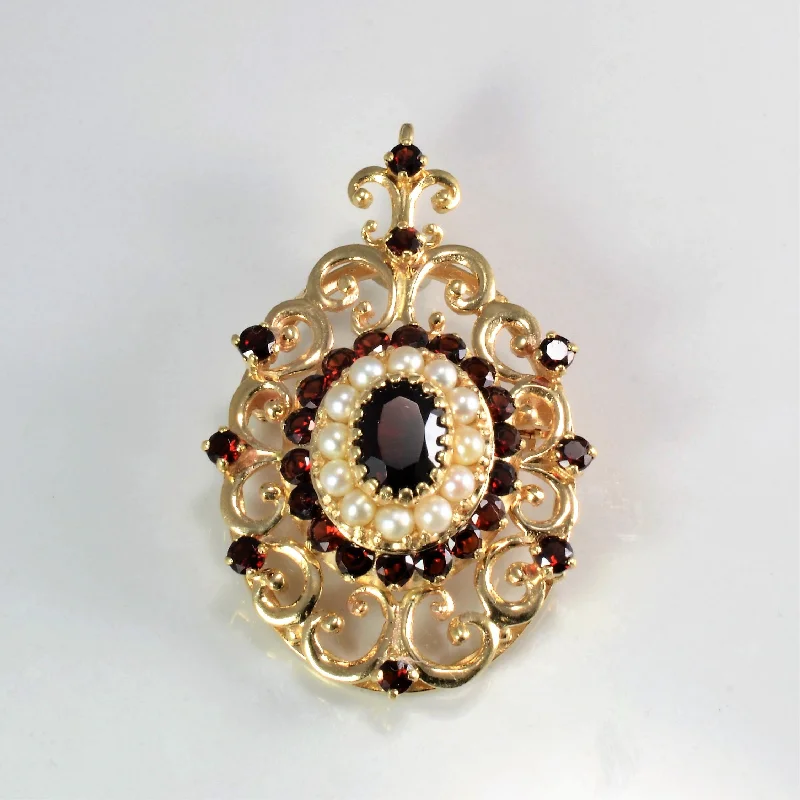 Late 1950s Garnet & Pearl Pendant/Brooch |