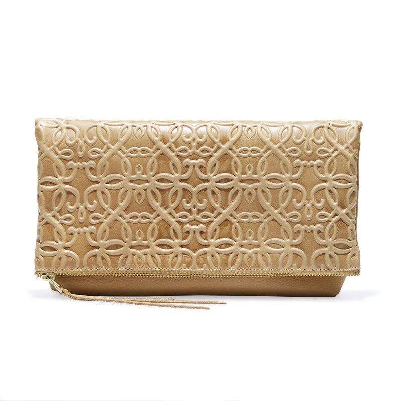 Get The Sparkle You Love At Prices You Adore Gabriel Leather Fold Over Clutch, Light Brown