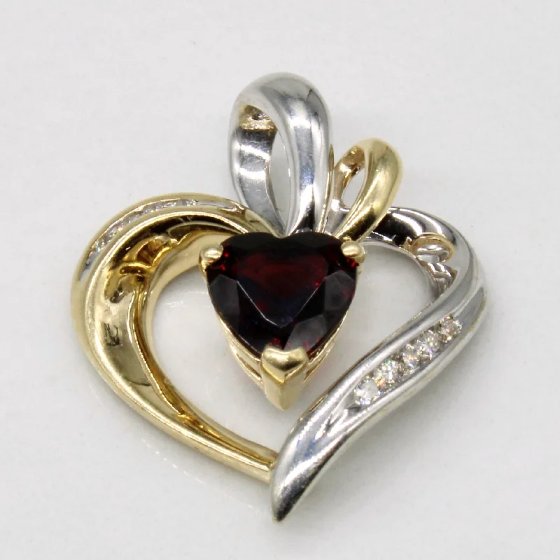 Garnet & Diamond Heart Pendant | 1.25ct, 0.07ctw |