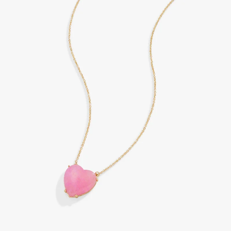 Limited-Time Jewelry Sale – Elegant Styles At Less Gemstone Heart Necklace, Reconstituted Pink Agate