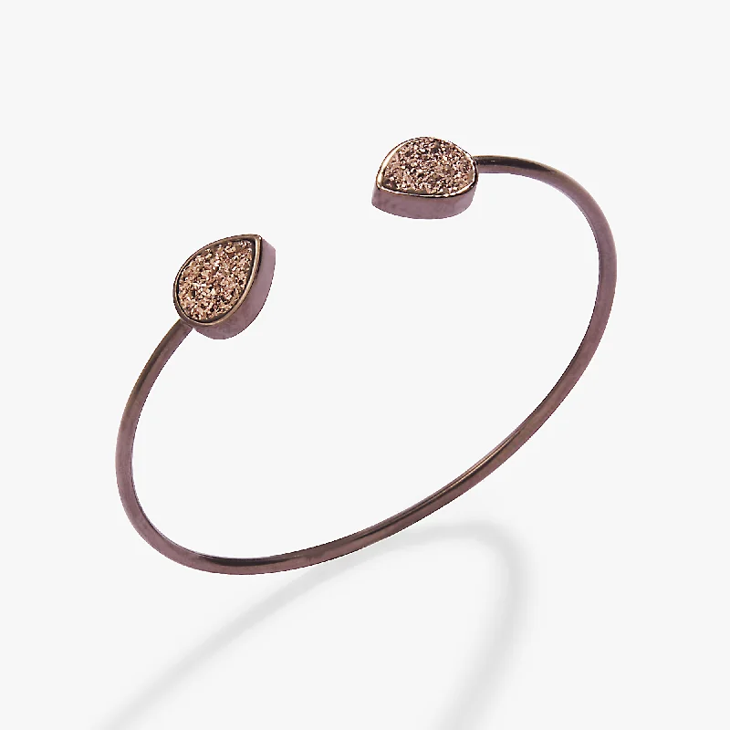 Premium Jewelry Now Available At Special Discounts Glitter Druzy Flex Cuff Bracelet, Chocolate