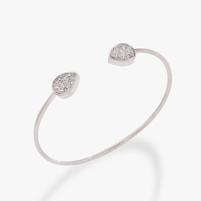 Elegant Jewelry, Exclusive Prices – Shop Now Glitter Druzy Flex Cuff Bracelet, Silver