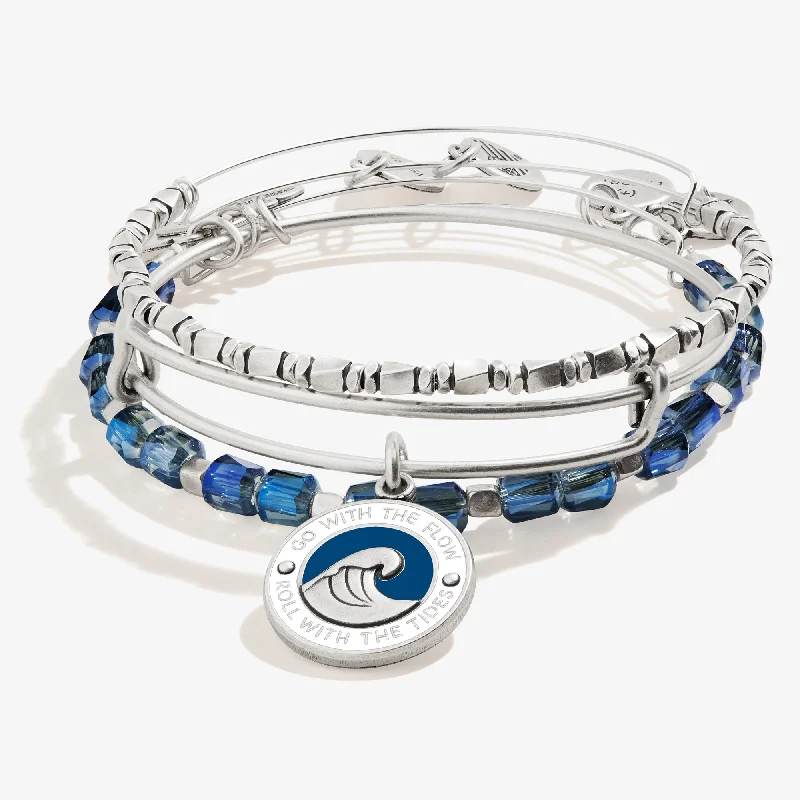 Special Jewelry Deals – Upgrade Your Collection Go With the Flow' Charm + Beaded Bangles, Set of 3