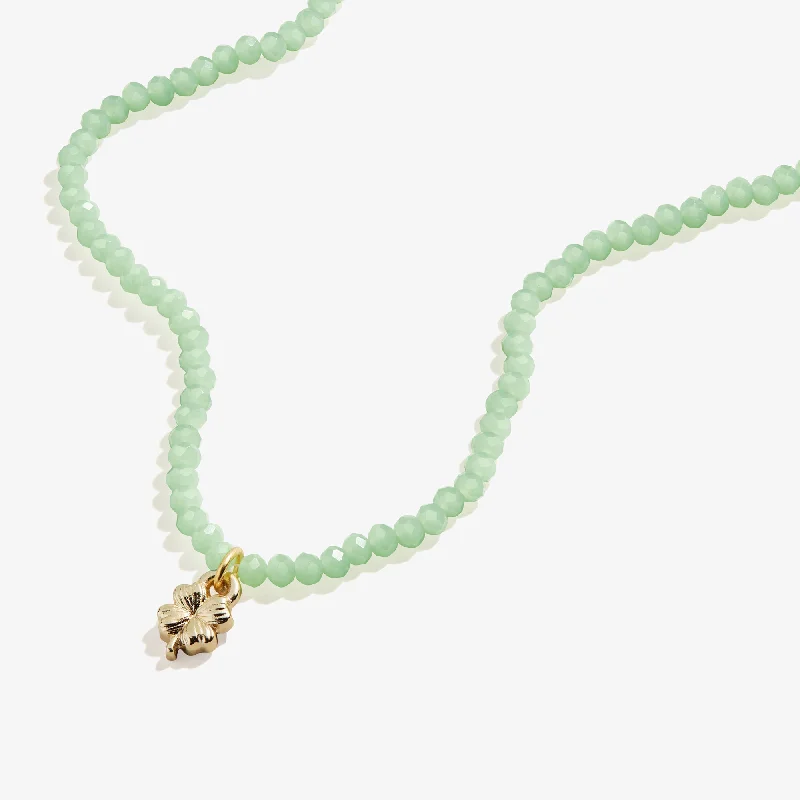 Make Every Moment Shine – Jewelry Discounts Available Good Fortune Four-Leaf Clover + Green Bead Necklace