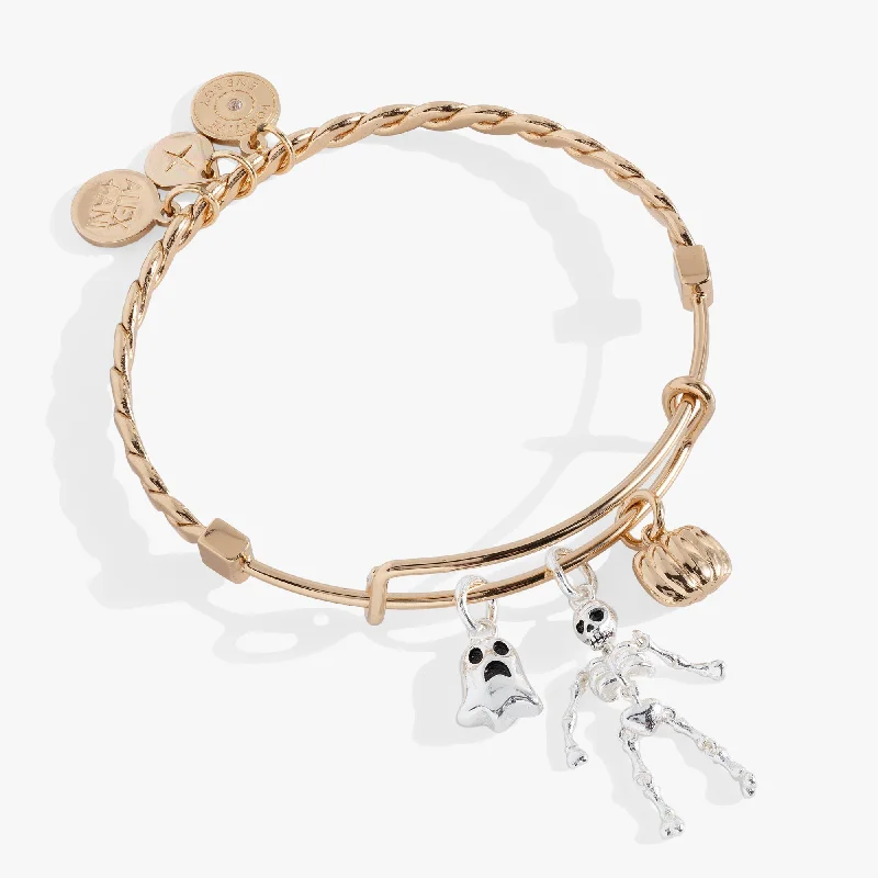 Shop Dazzling Jewelry At The Best Prices Ghost, Skeleton and Pumpkin Trio Charm Bangle