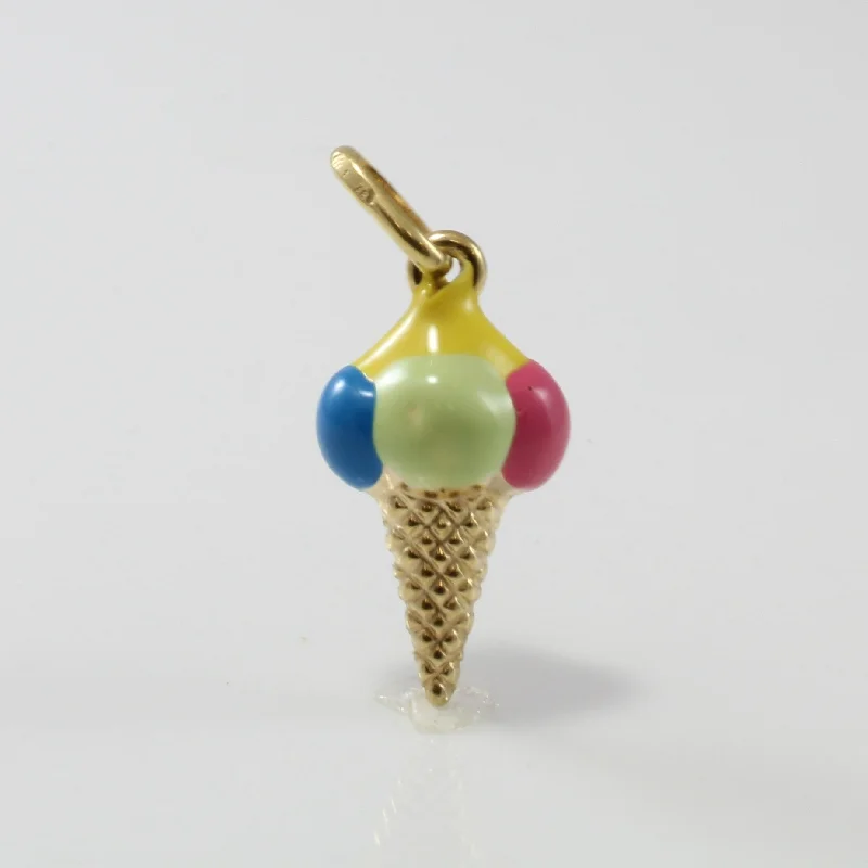 Enameled Ice Cream Cone Pendant