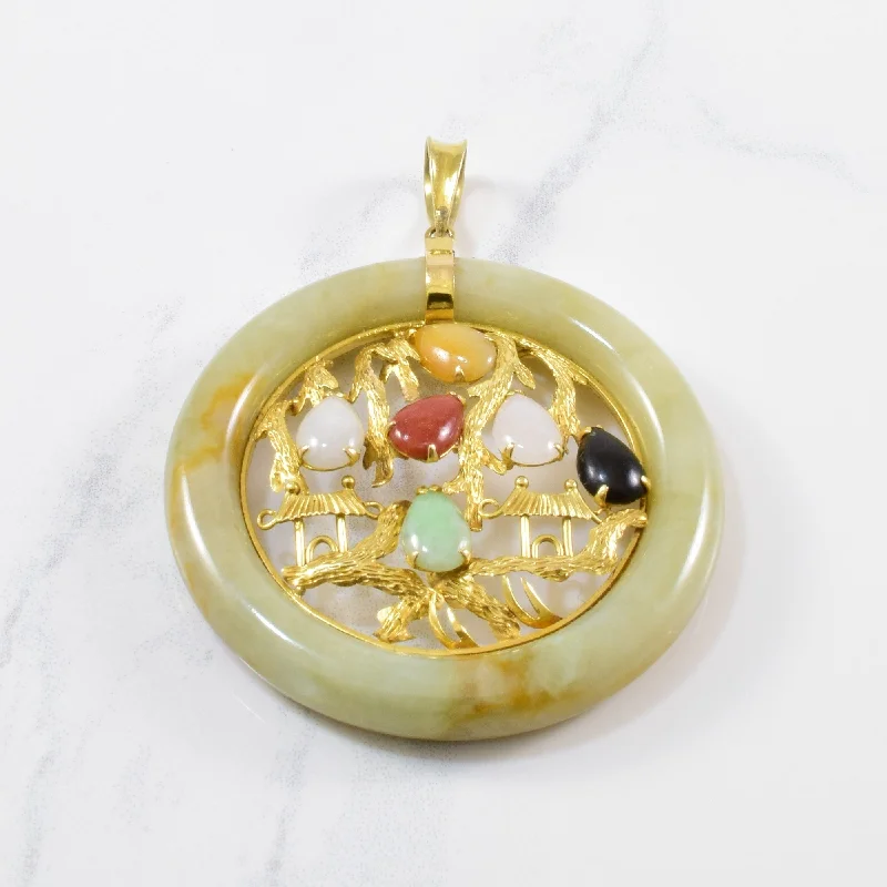 Gold Filigree Pear Jade Pendant