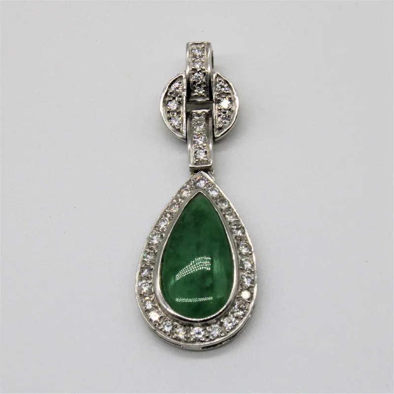 Jadeite & Diamond Tear Drop Pendant | 1.50ct, 0.40ctw |