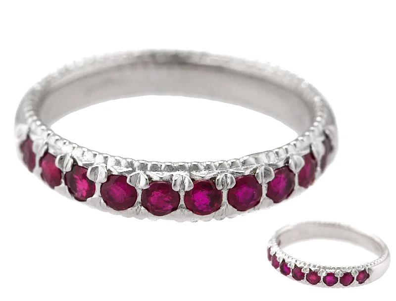 Don't Miss Out On Bestselling Jewelry At Special Prices Ladies 14K White Gold 0.20ctw Ruby Stackable Wedding Anniversary Band Ring