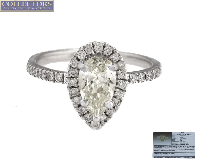 Stunning Jewelry At A Fraction Of The Price Ladies 14K White Gold 0.77 CT J-K SI2 Pear Brilliant Diamond Engagement Ring EGL