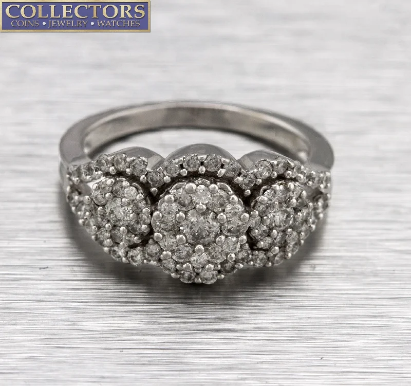 Shop Fine Jewelry With Amazing Deals Lovely Ladies Modern 14K White Gold 1.50ctw Diamond Cluster Cocktail Ring