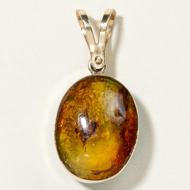 Two-Sided Larimar & Amber Pendant | 3.50ct, 1.50ct |