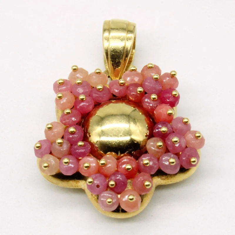 'Le Gi' Vintage Pink Sapphire Bead Flower Pendant | 7.25ctw |