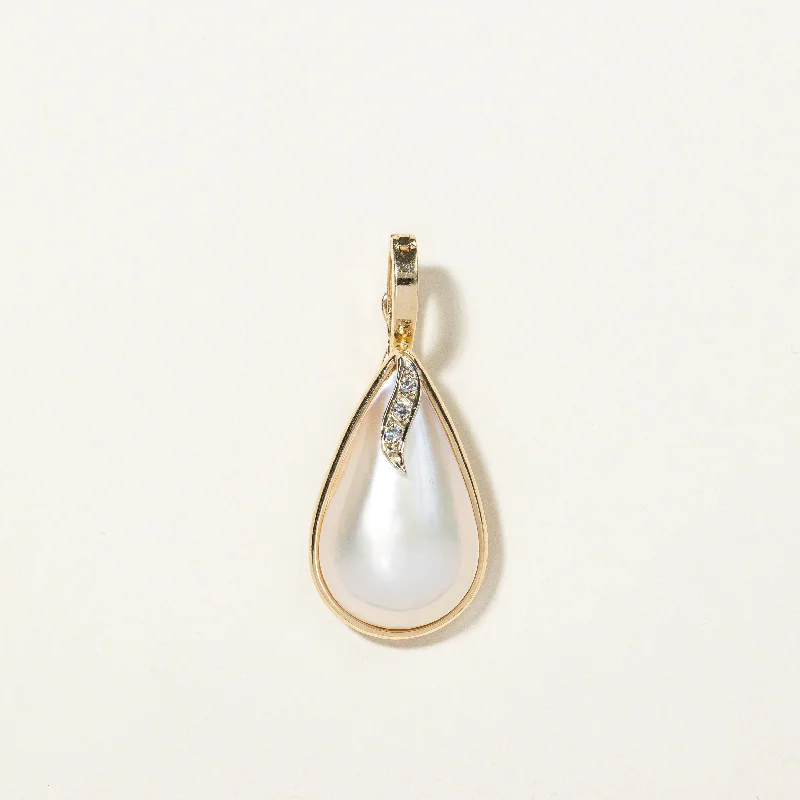 Mabe Pearl & Diamond Drop Pendant | 0.03ctw |