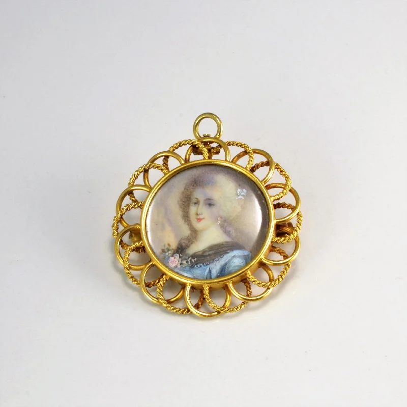 Miniature Portrait Vintage Pendant/ Brooch