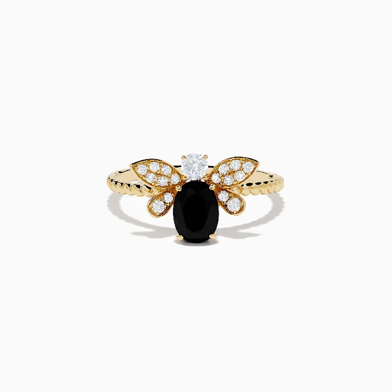 Once-A-Year Jewelry Deals – Shop Before They’Re Gone Nature 14K Yellow Gold Onyx and Diamond Bee Ring