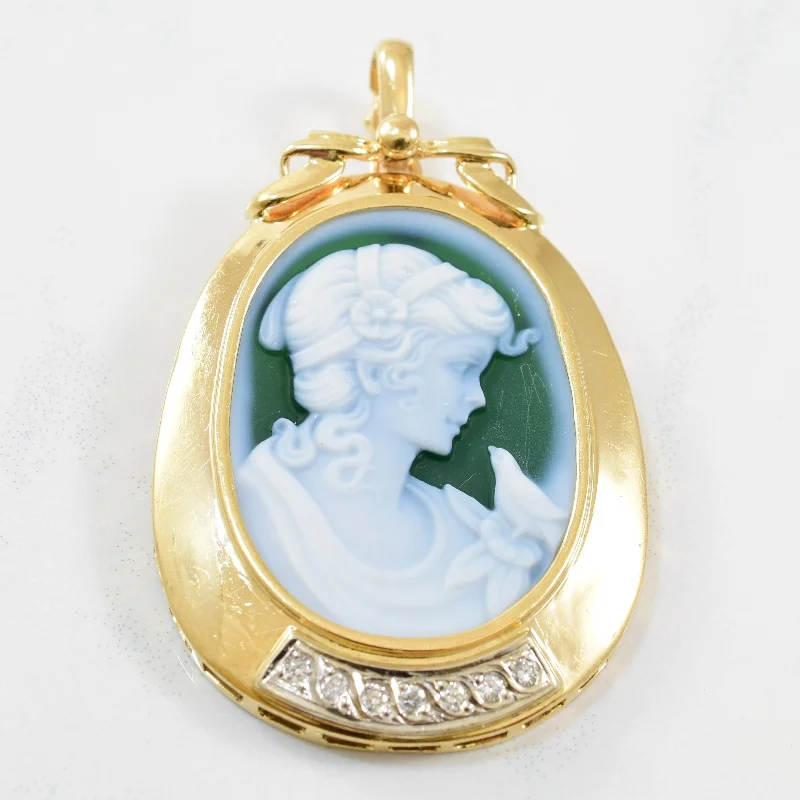 Onyx Cameo & Diamond Pendant | 0.10ctw, 16.00ct |