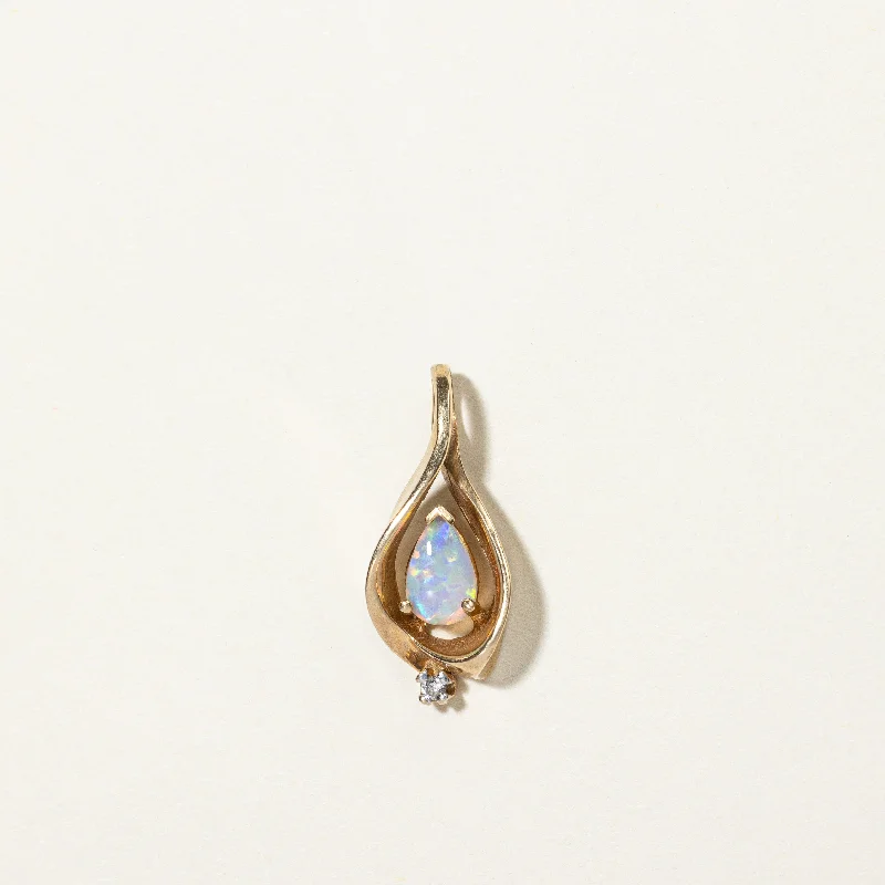 Opal & Diamond Drop Pendant | 0.45ct, 0.02ct |