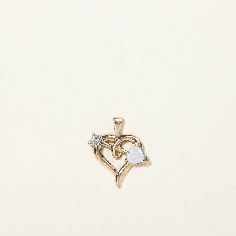 Opal & Diamond Heart Shaped Pendant | 0.25ct, 0.01ct |