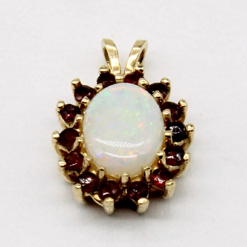 Opal & Garnet 14k Pendant | 0.85ct, 0.28ctw |