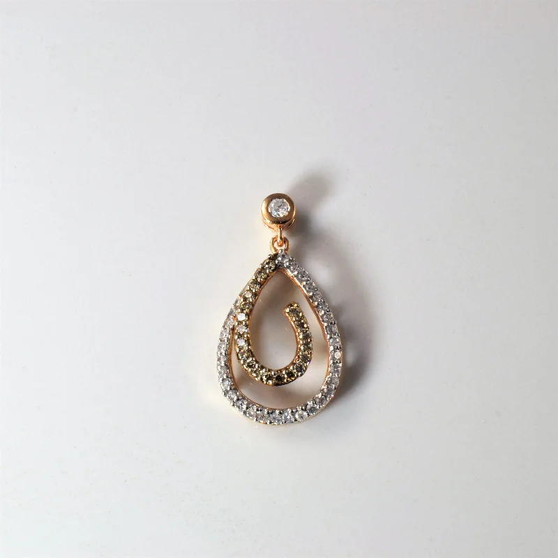 White & Yellow Diamond Tear Drop Pendant | 0.80ctw |