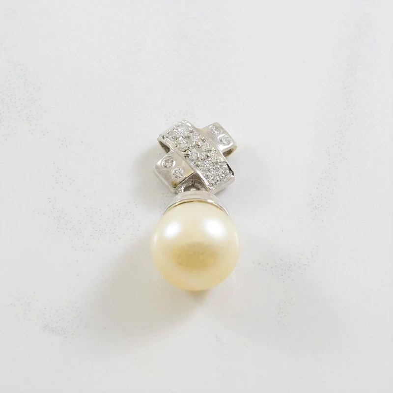 Pearl & Diamond Drop Pendant | 0.06ctw, 6.00ct |