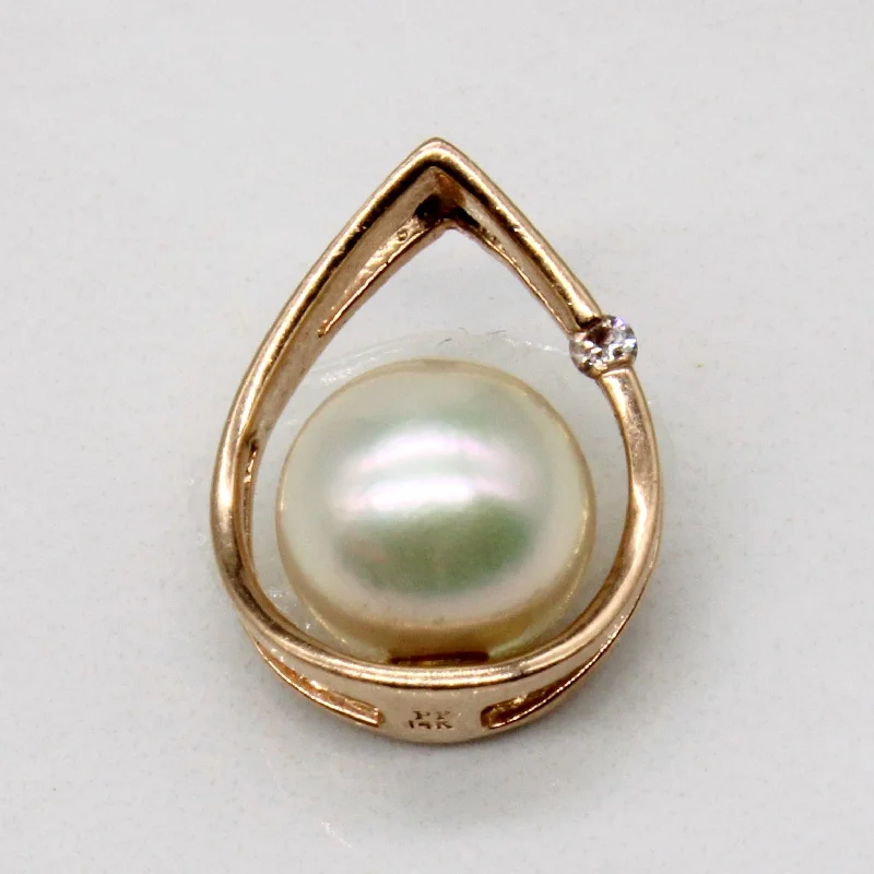 Pearl & Diamond 14K Pendant | 0.02ct |