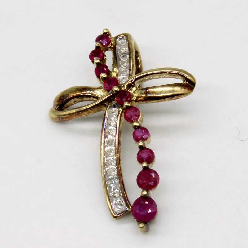 Ruby & Diamond Cross Pendant | 0.40ctw, 0.03ctw |