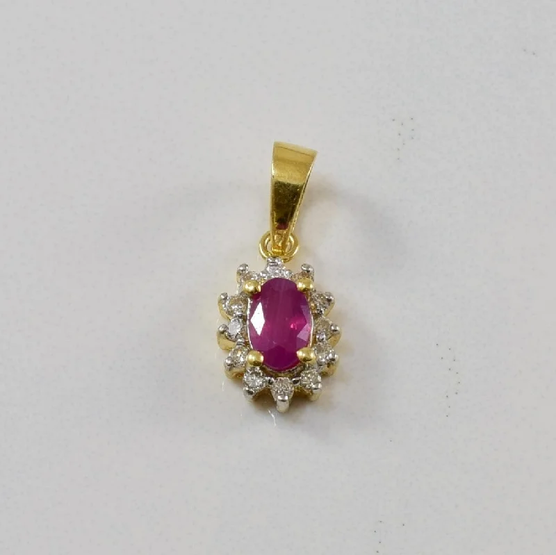 Ruby & Diamond Halo Pendant | 0.28ct, 0.06ctw |