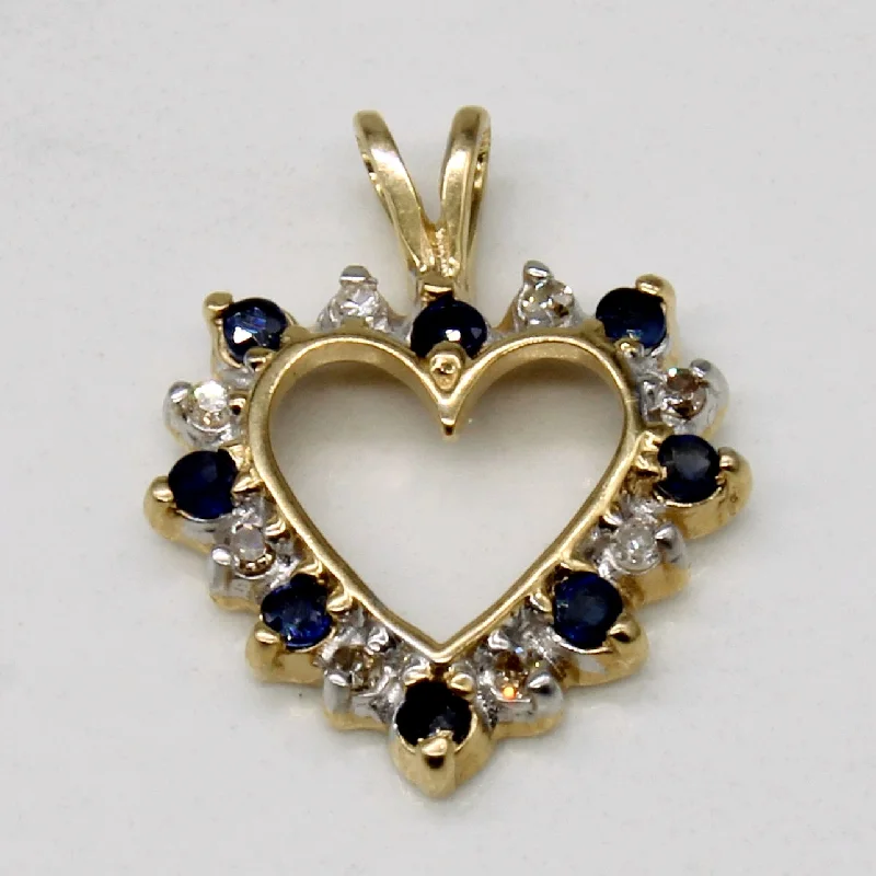 Sapphire & Diamond Heart Pendant | 0.16ctw, 0.04ctw |