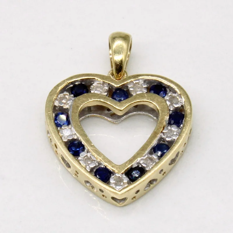 Sapphire & Diamond Heart Pendant | 0.20ctw, 0.03ctw |