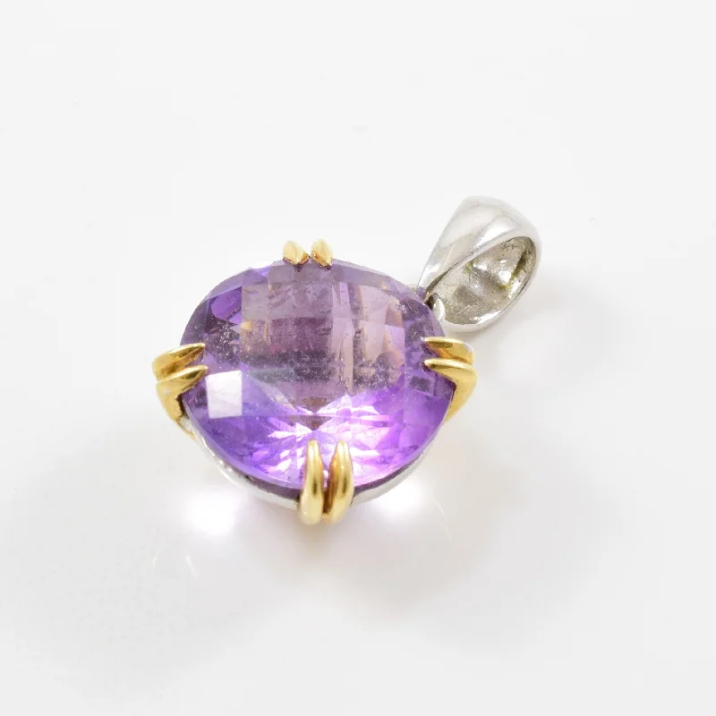 Two Tone Solitaire Amethyst Pendant | 4.50ct |