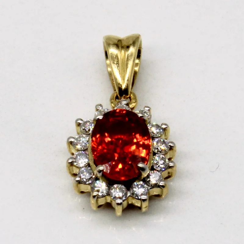 Synthetic Orange Sapphire & Diamond Pendant | 1.08ct, 0.21ctw |