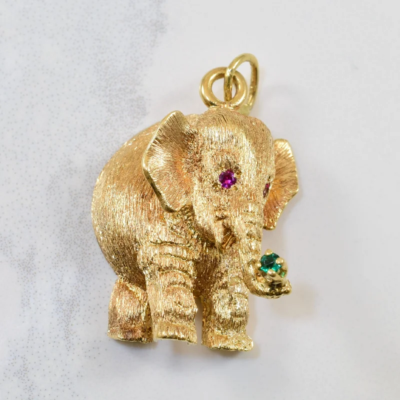 Synthetic Ruby Elephant Pendant | 0.03ctw |