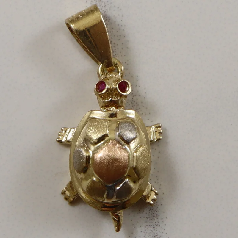 Synthetic Ruby Eyed Turtle Pendant | 0.02ctw |