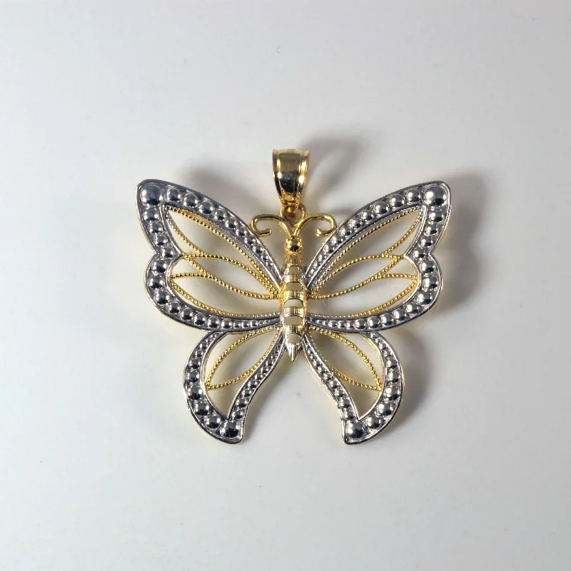 Two Tone Gold Butterfly Pendant |