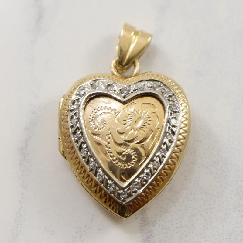 Two Tone Diamond Heart Locket | 0.18ctw |