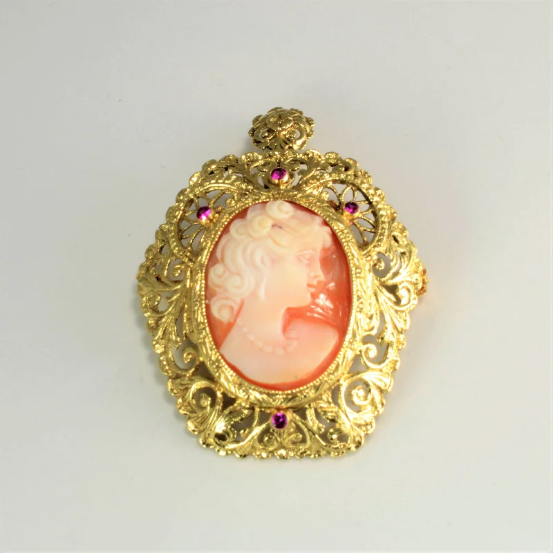 Vintage Filigree Cameo Pendant/ Brooch